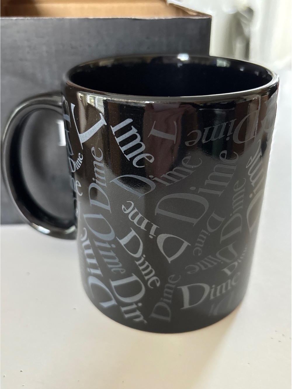 Dime Mtl Skateboards Black Ceramic Coffee Mug Distort Logo